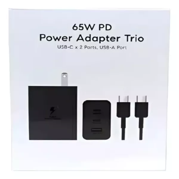 Cargador Samsung 65W Power Adapter Trio c/ cable C a C